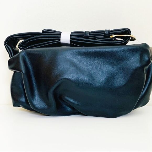 Vegan Leather Upside Down Shoulder Bag, Black - Picture 15 of 16